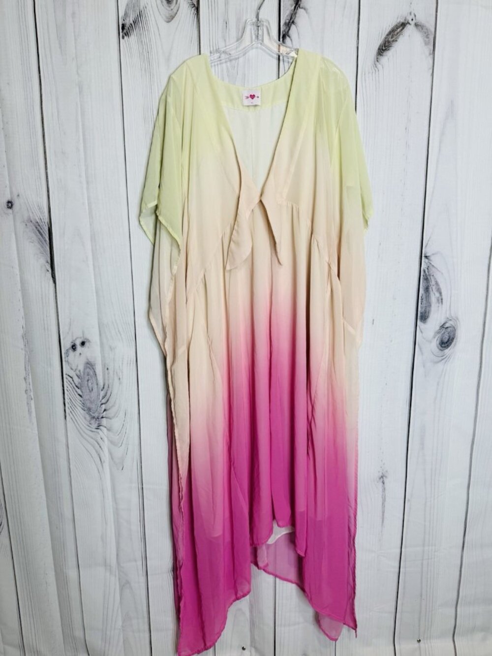 Buddy Love Maxi Caftan Dress Womens M/L Yellow Pink Ombre Boho Resort